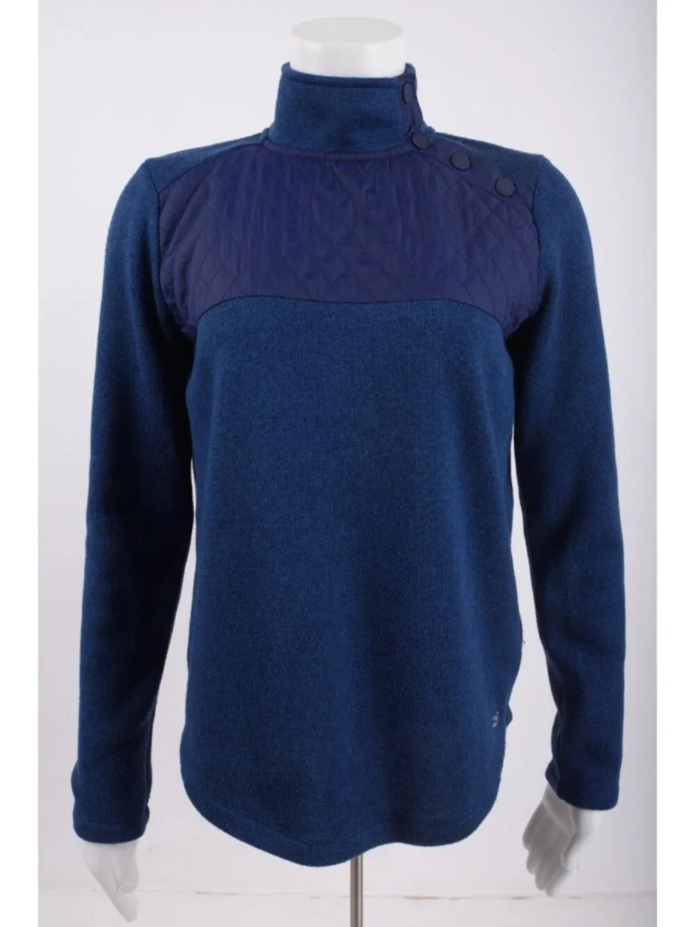 Vineyard Vines Womens Quilted Snap Pullover Sweater XS Deep Navy Blue EUC